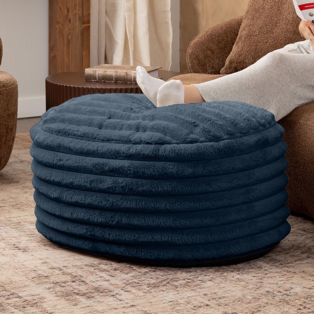 Jaxx Paran Oval Ottoman in Mondo Navy, , large