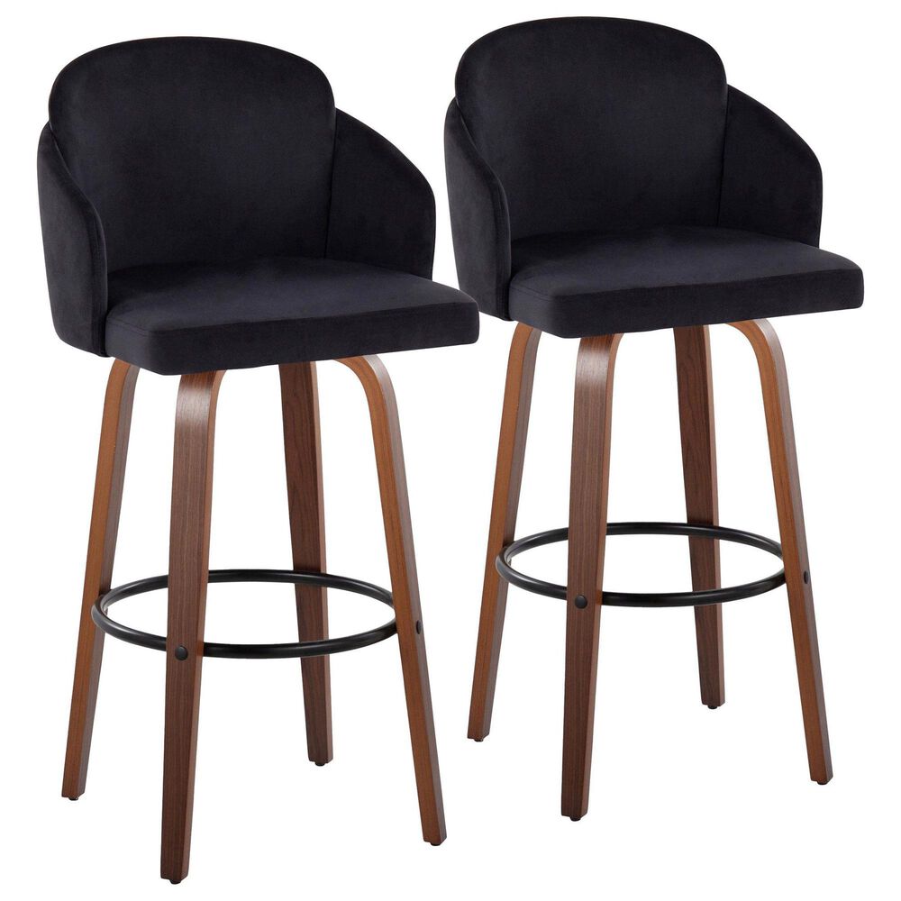 LumiSource Dahlia Swivel Counter Stool with Cream Velvet Upholstery in Walnut and Chrome (Set of 2), , large