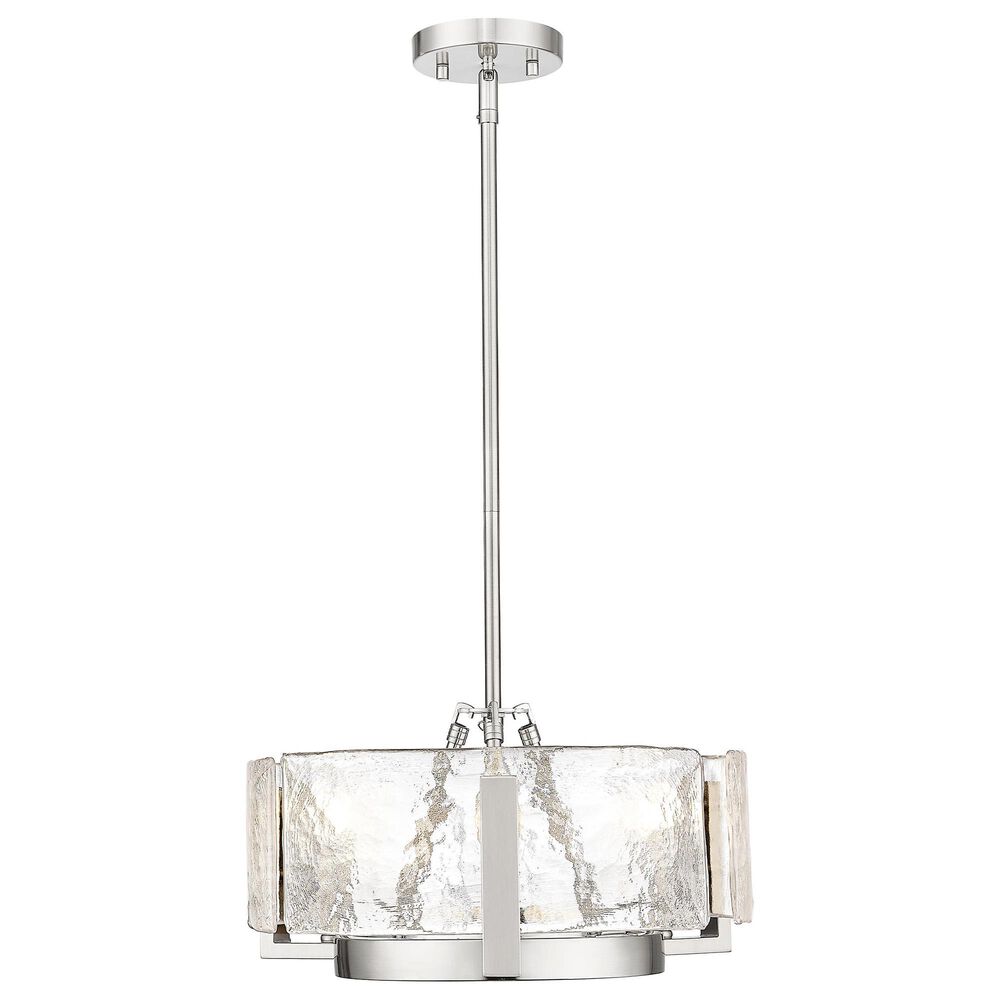 Golden Lighting Aenon 3-Light Wide Chandelier with Hammered Water Glass Shade in Pewter, , large