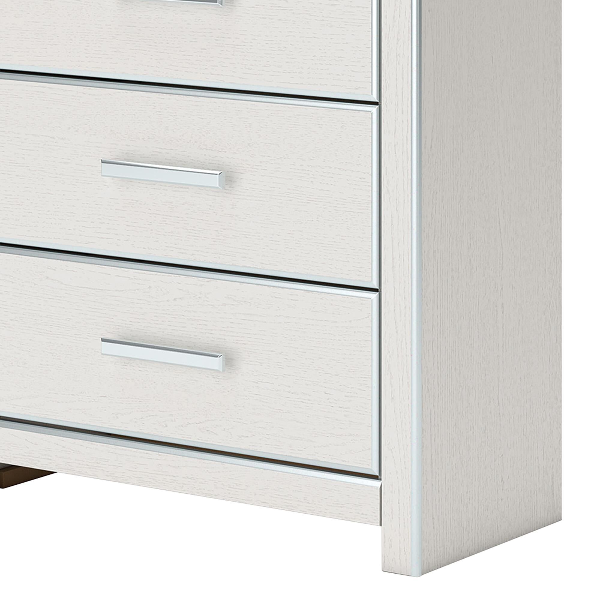 Ashley Zuraleus 6-Drawer Chest in Matte White and Chrome