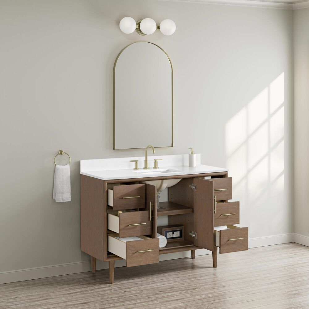 37B Mertola 48" Single Bathroom Vanity Cabinet in Walnut Drift with White Composite Stone Top and Backsplash, , large