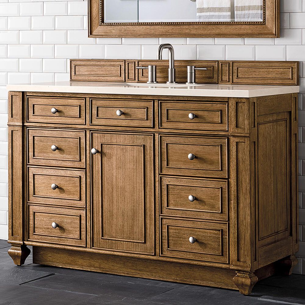 James Martin Bristol 48" Single Bathroom Vanity in Saddle Brown with 3