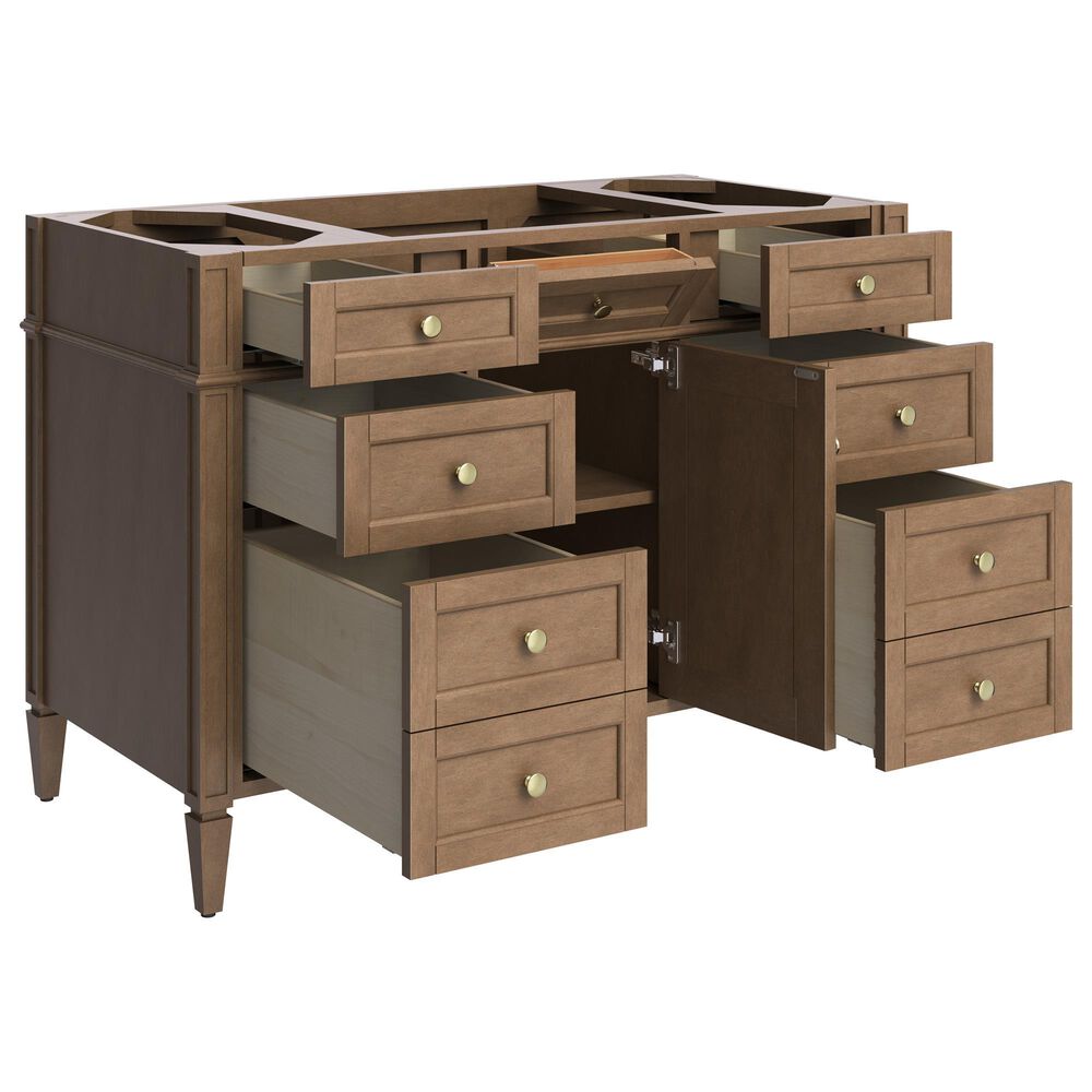 James Martin Brittany 48" Single Bathroom Vanity in Pecan with 3 cm Parisien Bleu Silestone Top and Rectangular Sink, , large