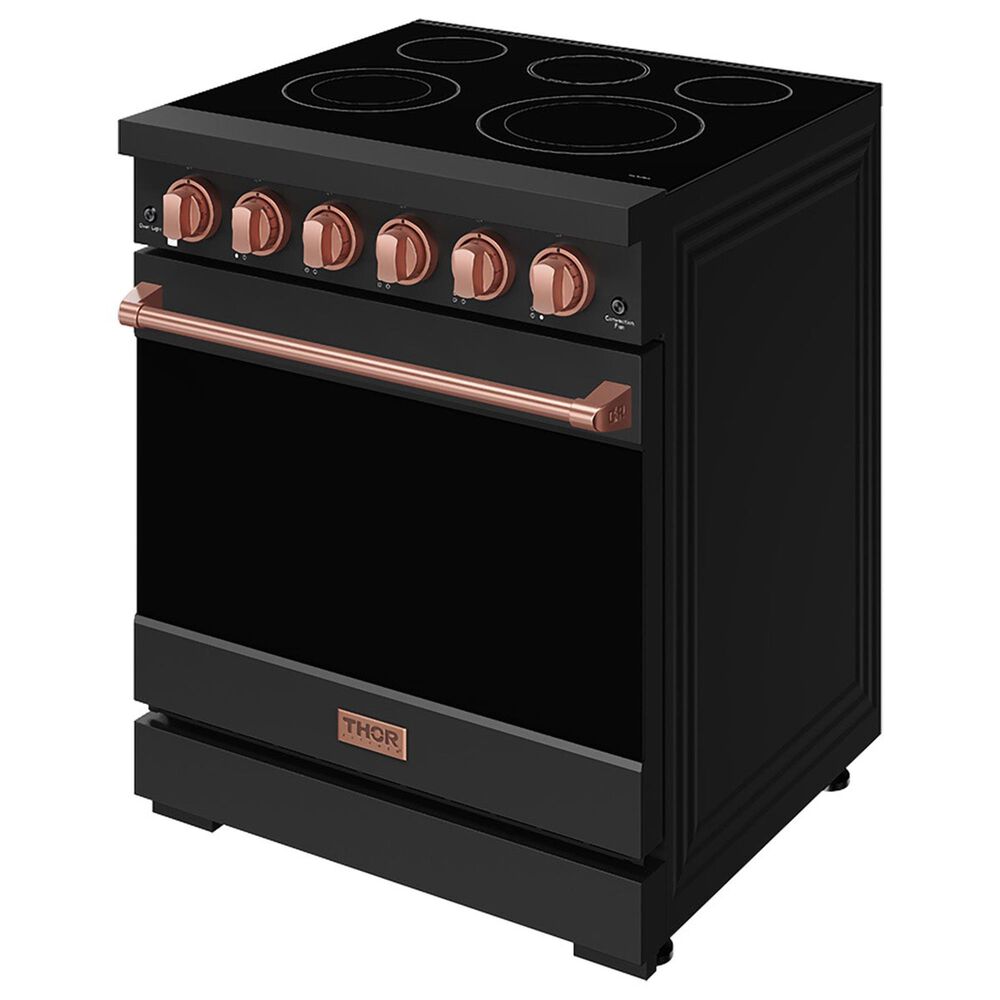 Thor Kitchen Gordon Ramsay 4.6 Cu. Ft. Professional Freestanding Electric Range with Rose Gold Handle Kit in Black, , large