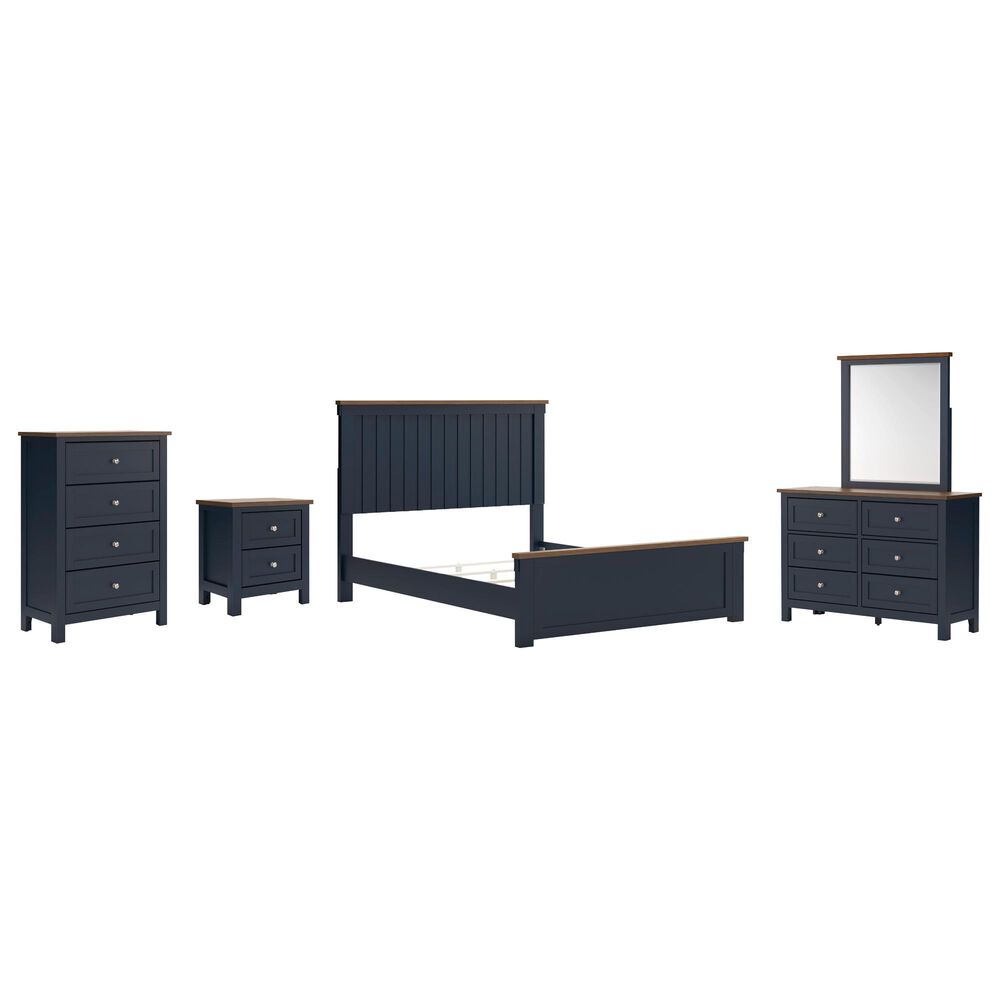 Ashley Landocken 5-Piece Queen Bedroom Set in Brown and Blue, , large