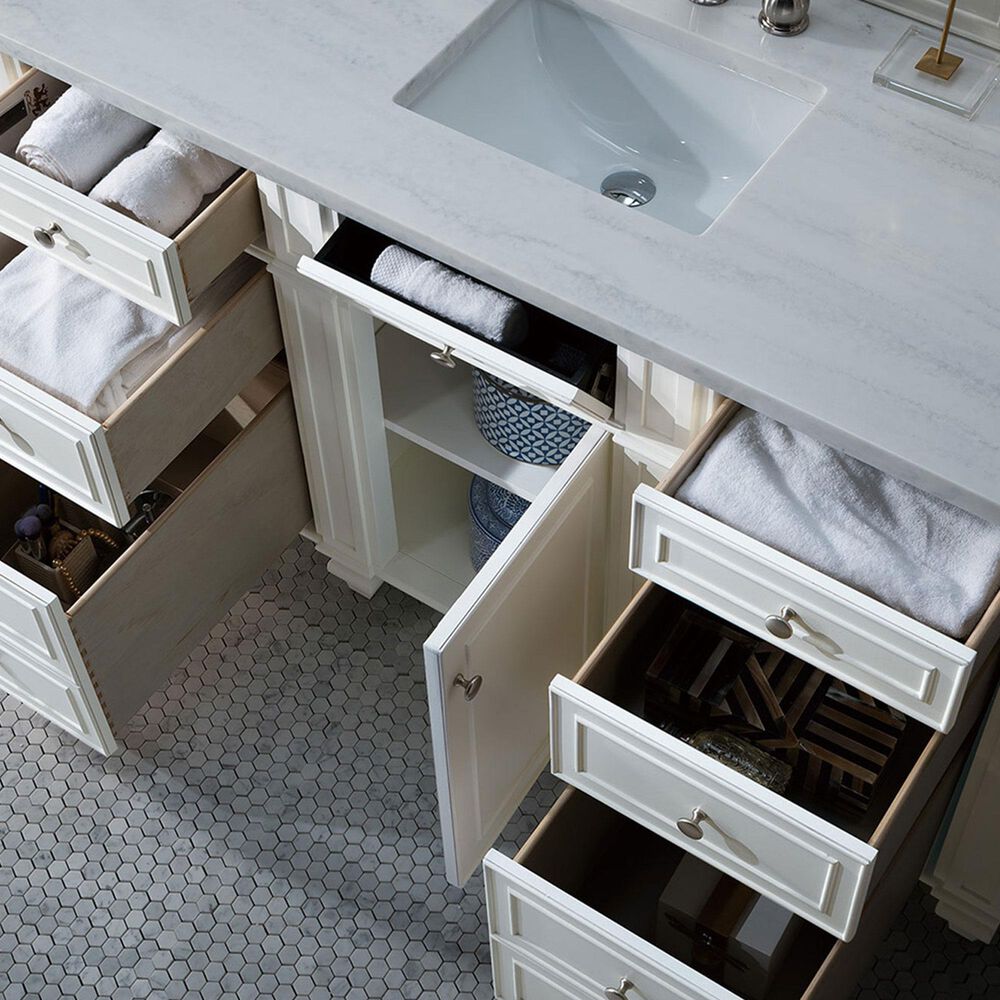 James Martin Vanities Bristol 36&quot; Single Bathroom Vanity in Bright White with 3 cm Arctic Fall Solid Surface Top and Rectangular Sink, , large