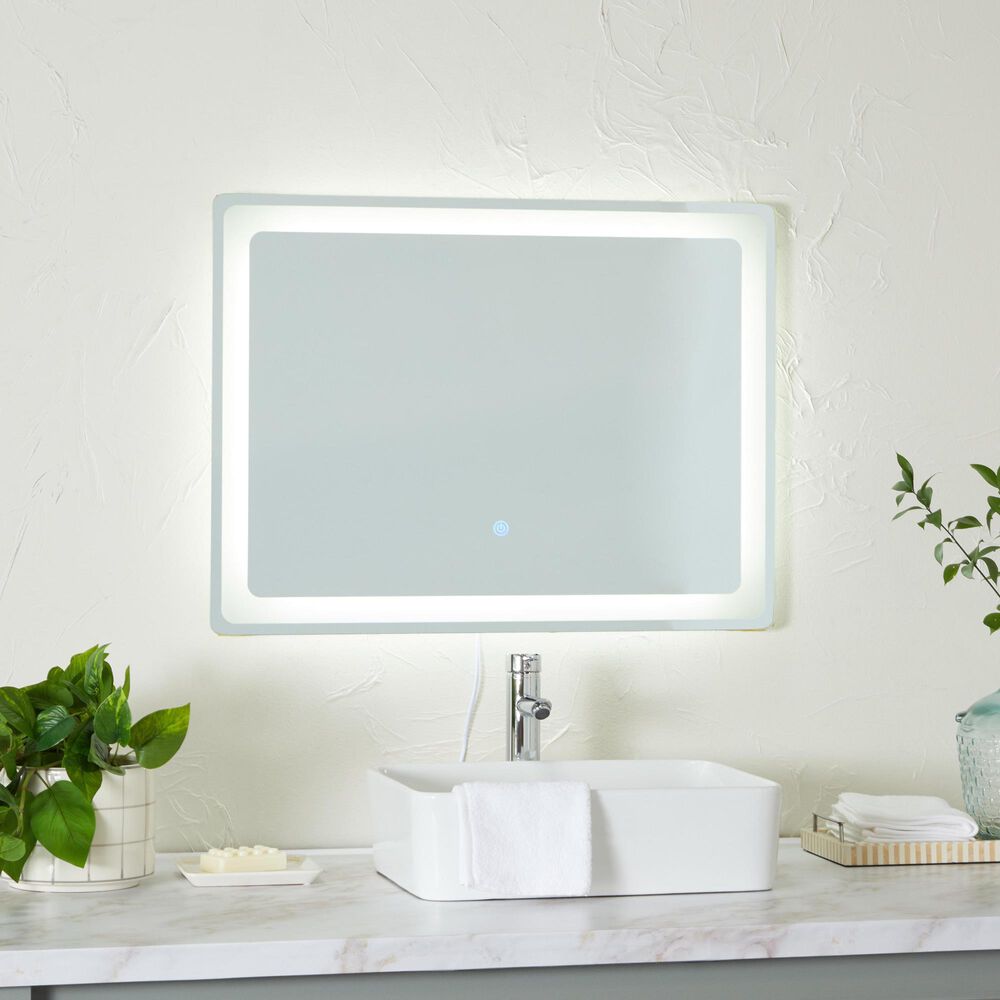 Maple and Jade 32&quot; Room LED Mirror in Silver and White, , large