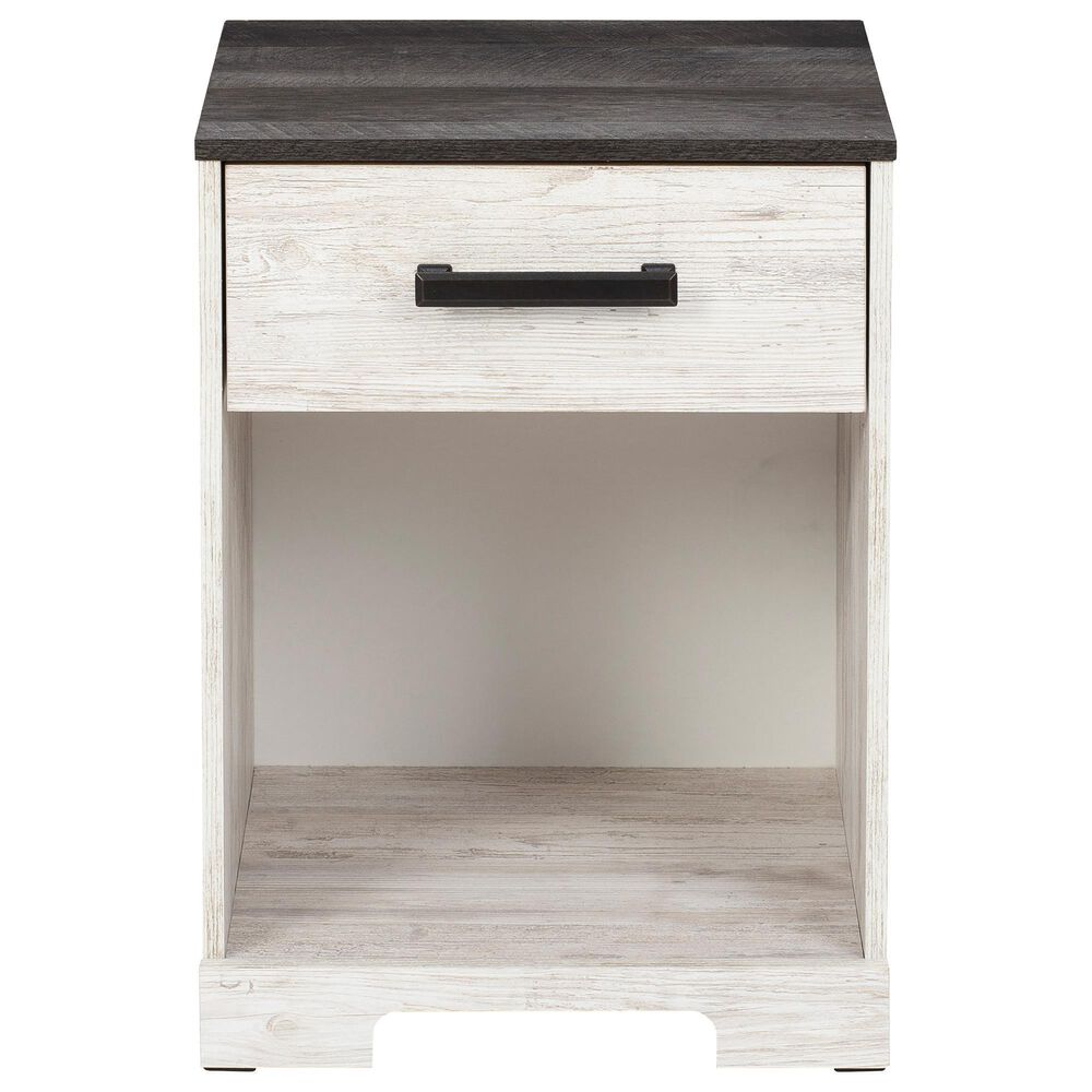 Ashley Shawburn 1-Drawer Nightstand in Whitewash and Charcoal Gray, , large