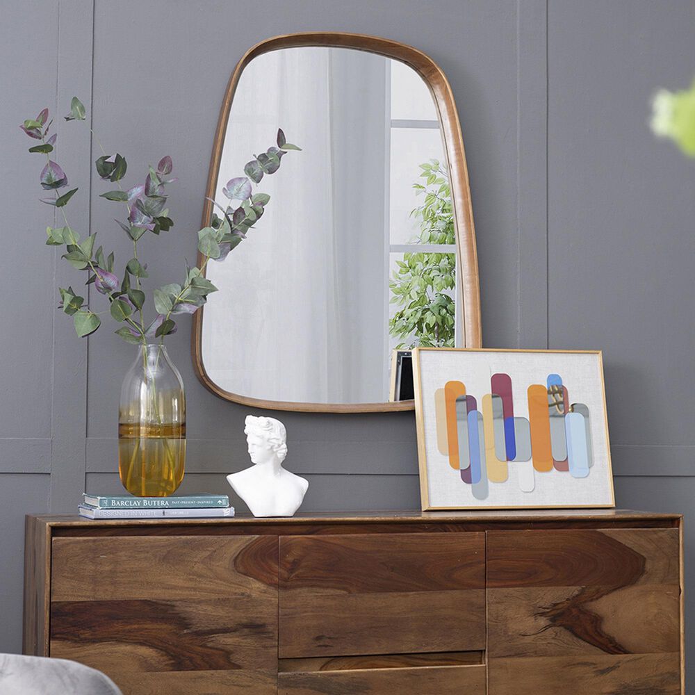 A&amp;B Home Wayne 37.5&quot; Curved Accent Wall Mirror in Brown, , large