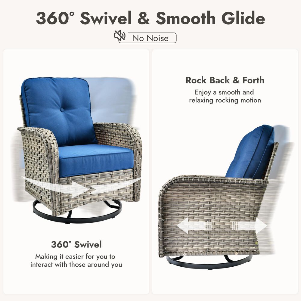 HOMLUX 13-Piece Patio Conversation Set with 54" Fire Pit Table in Navy Blue, , large