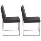 Lumisource Fuji Side Chair with Charcoal Cushion in Brushed Stainless Steel (Set of 2), , large
