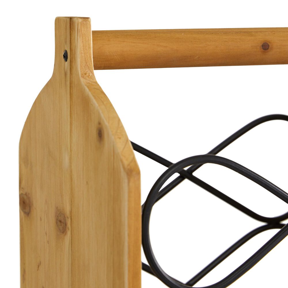 Maple and Jade 15&quot; Rustic Wood Wine Rack in Brown and Black, , large