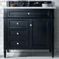 James Martin Vanities Brittany 36" Single Bathroom Vanity in Black Onyx with 3 cm Carrara White Marble Top and Rectangle Sink, , large