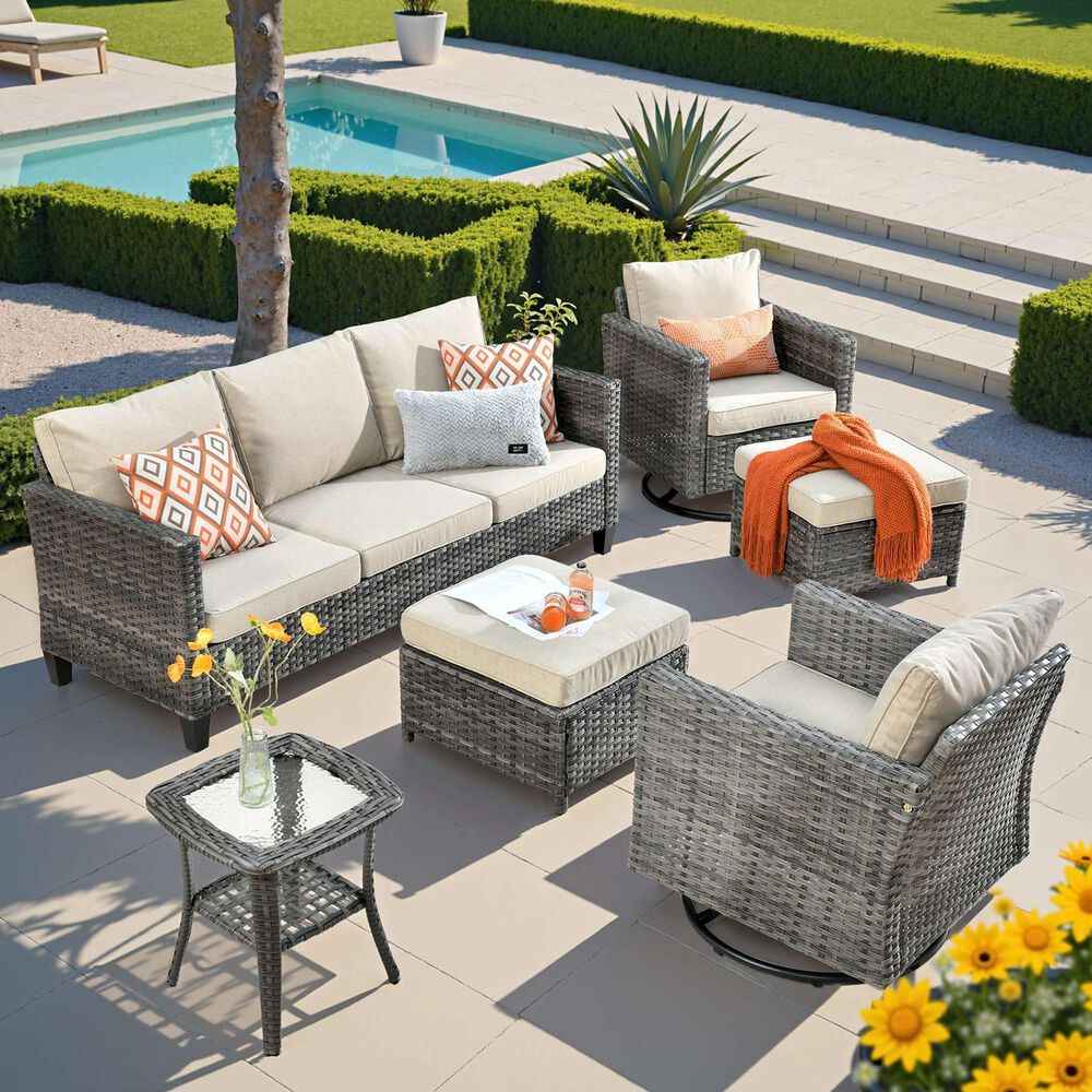 HOMLUX 6-Piece Patio Conversation Set in Beige, , large
