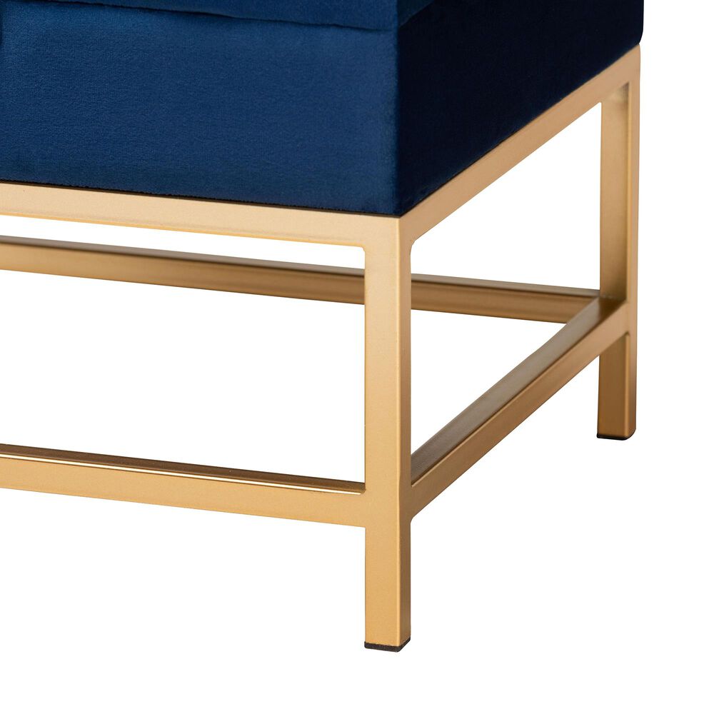 Baxton Studio Aliana Storage Ottoman in Navy Blue/Gold, , large