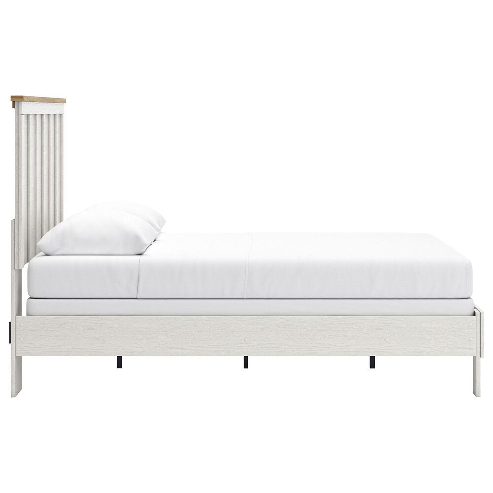 Ashley Linnocreek 4-Piece Queen Bedroom Set in White and Warm Brown, , large