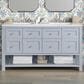 James Martin Vanities Breckenridge 60" Double Bathroom Vanity in Serenity Blue with 3 cm Arctic Fall Solid Surface Top and Rectangular Sinks, , large