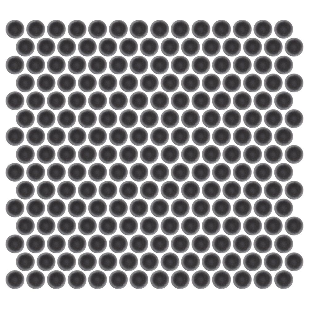 Emser Savvy Pewter 1" x 1" Round on 11" x 12" Glazed Porcelain Mosaic Sheet, , large
