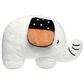 Lambs and Ivy Patchwork Jungle Pillow Elephant Stuffed Animal Toy in White, , large