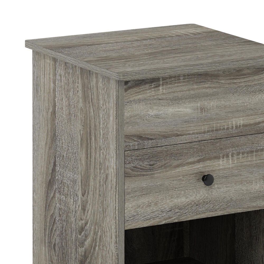 HOMLUX 1-Drawer Lift Top Nightstand in French Oak Grey, , large