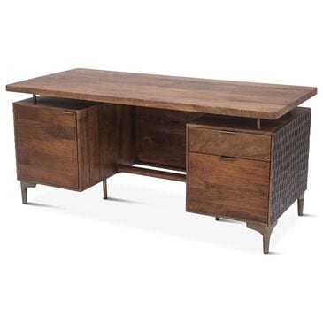 Home Trends & Design Santa Cruz Executive Desk in Walnut and Antique Gold, , large