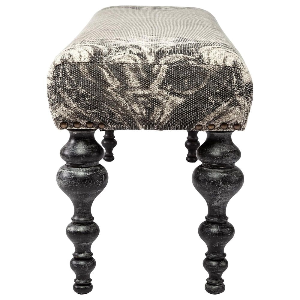 Mercana Alhambra Accent Bench with Gray Cushion Seat in Black, , large