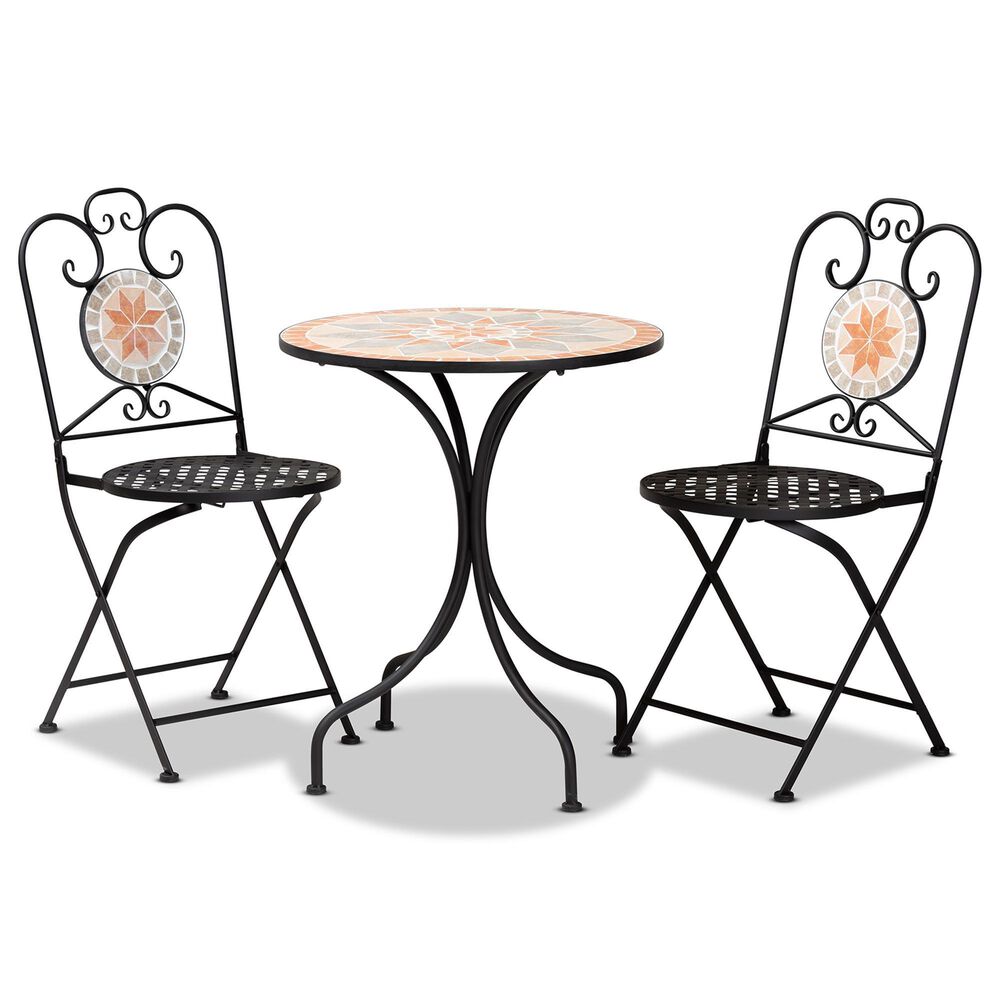 Baxton Studio Santina 3-Piece Patio Dining Set in Brown and Black, , large