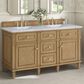 James Martin Vanities Lorelai 60" Double Vanity in Light Natural Oak with 3 cm Carrara White Marble Top, , large