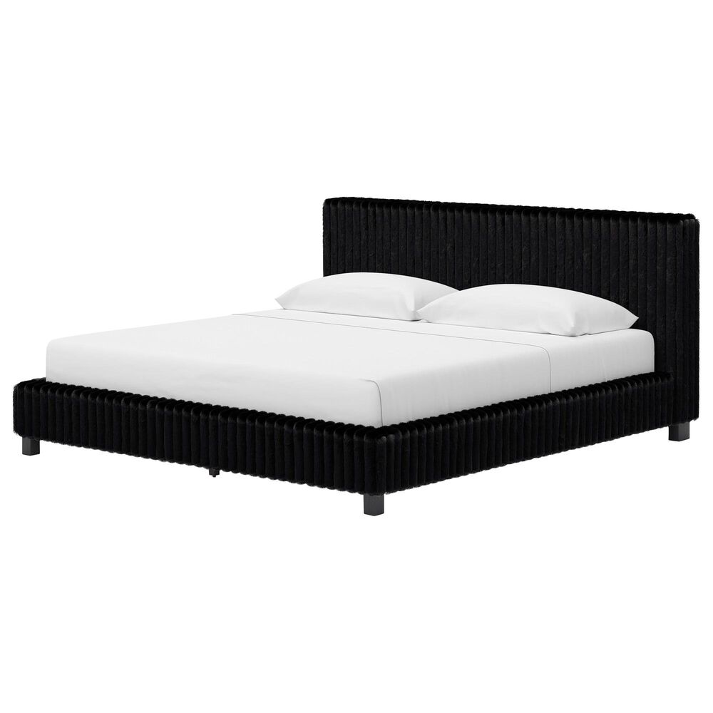 Ashley Zuraleus 4-Piece King Upholstered Platform Bedroom Set in Matte Black, , large
