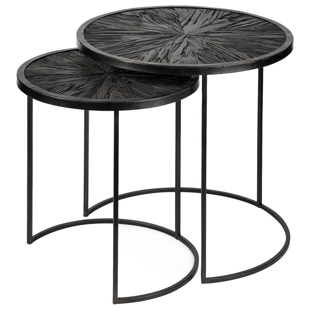 Mercana Chakra Nesting Accent Tables in Dark Wood and Black (Set of 2), , large