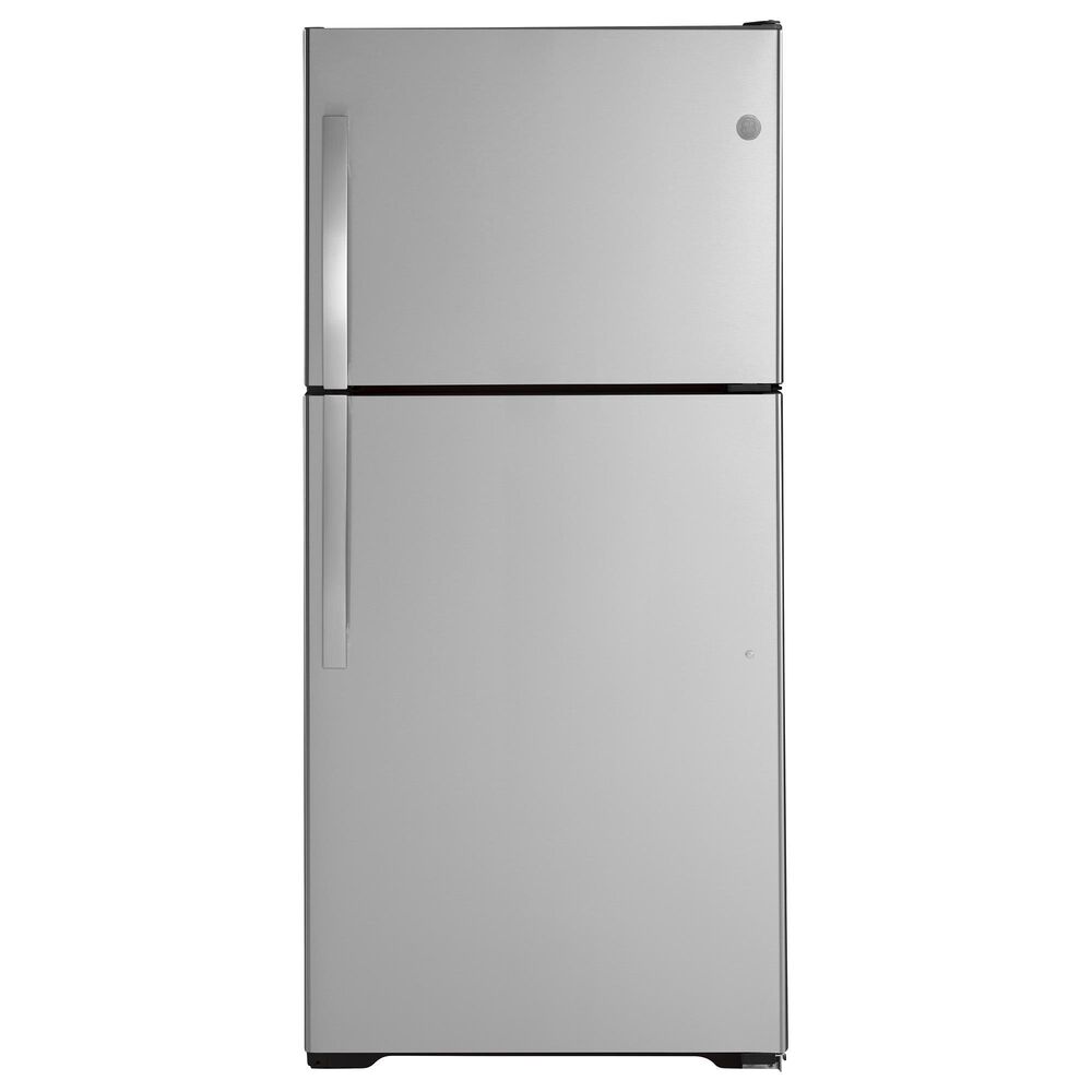 GE Appliances 19.2 Cu. Ft. Top Freezer Refrigerator Energy Star with Reversible Door in Stainless Steel, , large