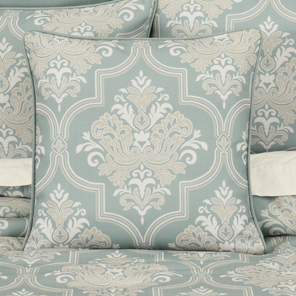 J. Queen New York Tranquility 20&quot; Square Throw Pillow in Aqua, Cream and Gold, , large