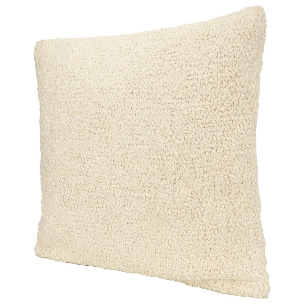 Teak Interiors 20&quot; x 20&quot; Woven Cotton Boucle Throw Pillow in Cream, , large