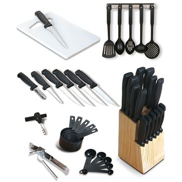 Gibson Home Cuisine Select Flare 41-Piece Cutlery Combo Set in Stainless Steel and Black, , large