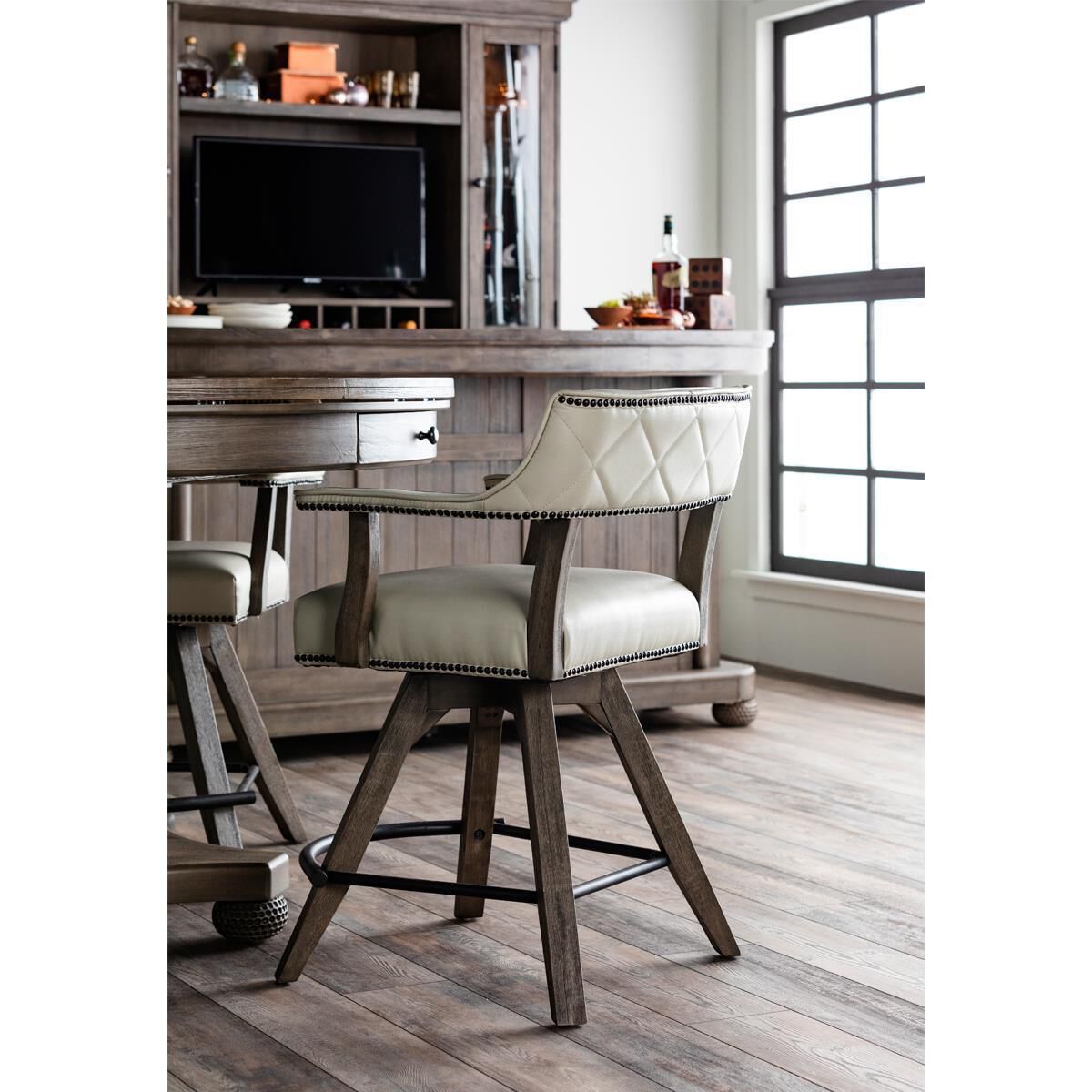 Swivel counter height shop stool