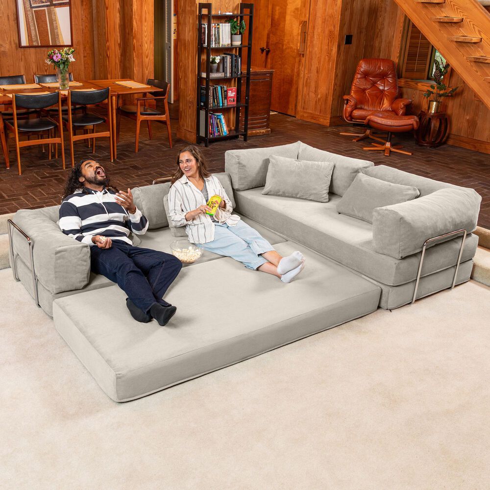 Jaxx Unsofa 2-Piece Modular Right Facing L-Shaped Sectional in Stucco Grey, , large