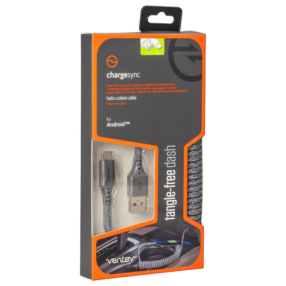 Ventev Chargesync Helix Coiled Usb A To Usb C Cable - Heather Gray, , large