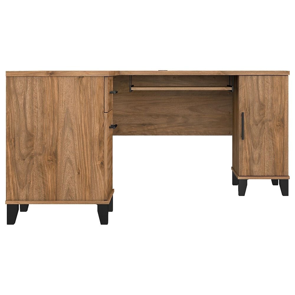 Bush Somerset 60&quot; L-Shaped Desk with Hutch in Fresh Walnut, , large