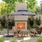 Furniture of America Kiran 8" Crank Lift Double Top Square Patio Umbrella with Base in Gray, , large