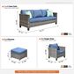 HOMLUX 7-Piece Rattan Sectional Set in Denim Blue, , large