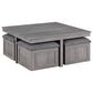 HOMLUX 5-Piece 38" Coffee Table Set with 4 Nested Storage Stools in Distressed Gray, , large