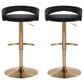 LumiSource Grotto Adjustable Bar Stool with Black Velvet Upholstery in Gold (Set of 2), , large