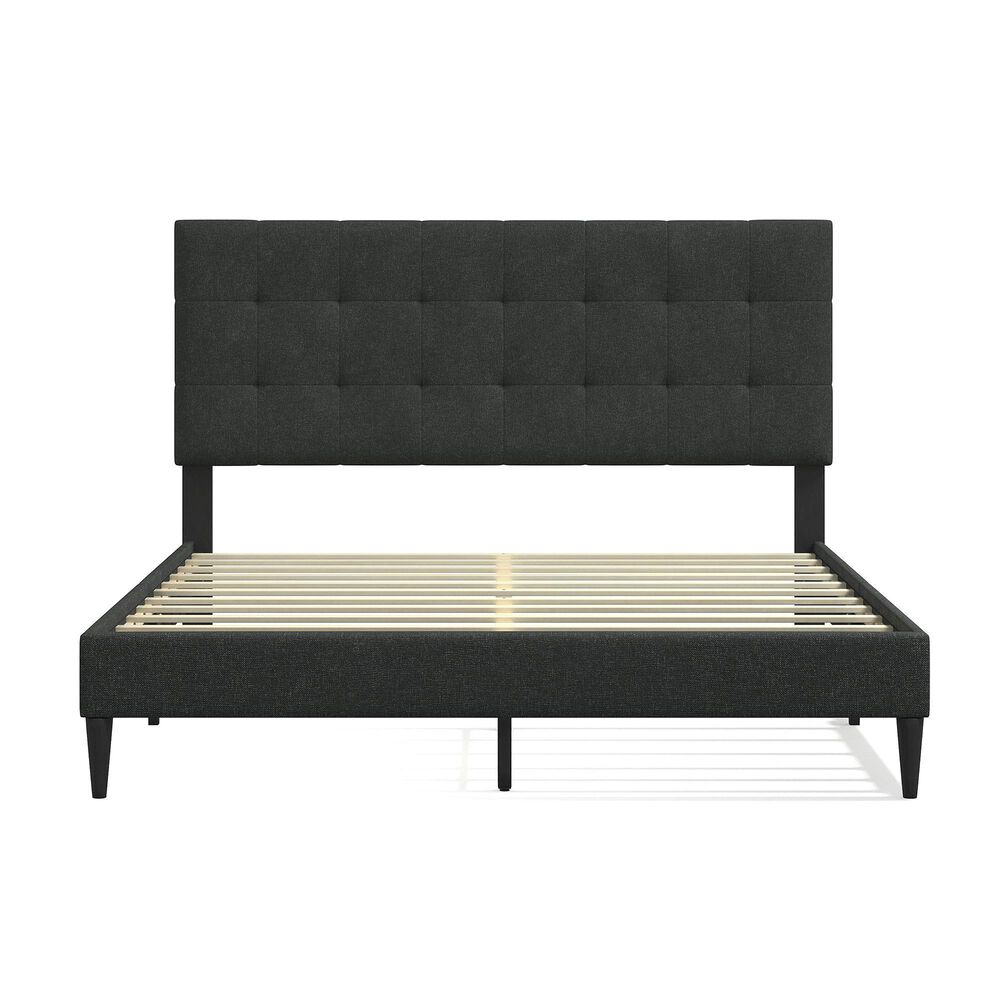 Glideaway Kaya Queen Upholstered Platform Panel Bed in  Charcoal Grey, , large