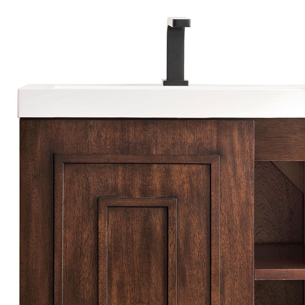James Martin Vanities Alicante 24&quot; Single Bathroom Vanity in Mid Century Acacia and Matte Black with 5 cm White Glossy Resin Top and Rectangular Sink, , large