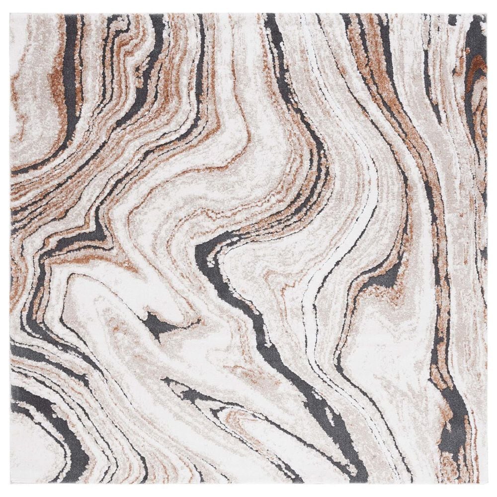 Safavieh Cyrus Shag CYR136A 6"7" Square Beige and Rust Area Rug, , large
