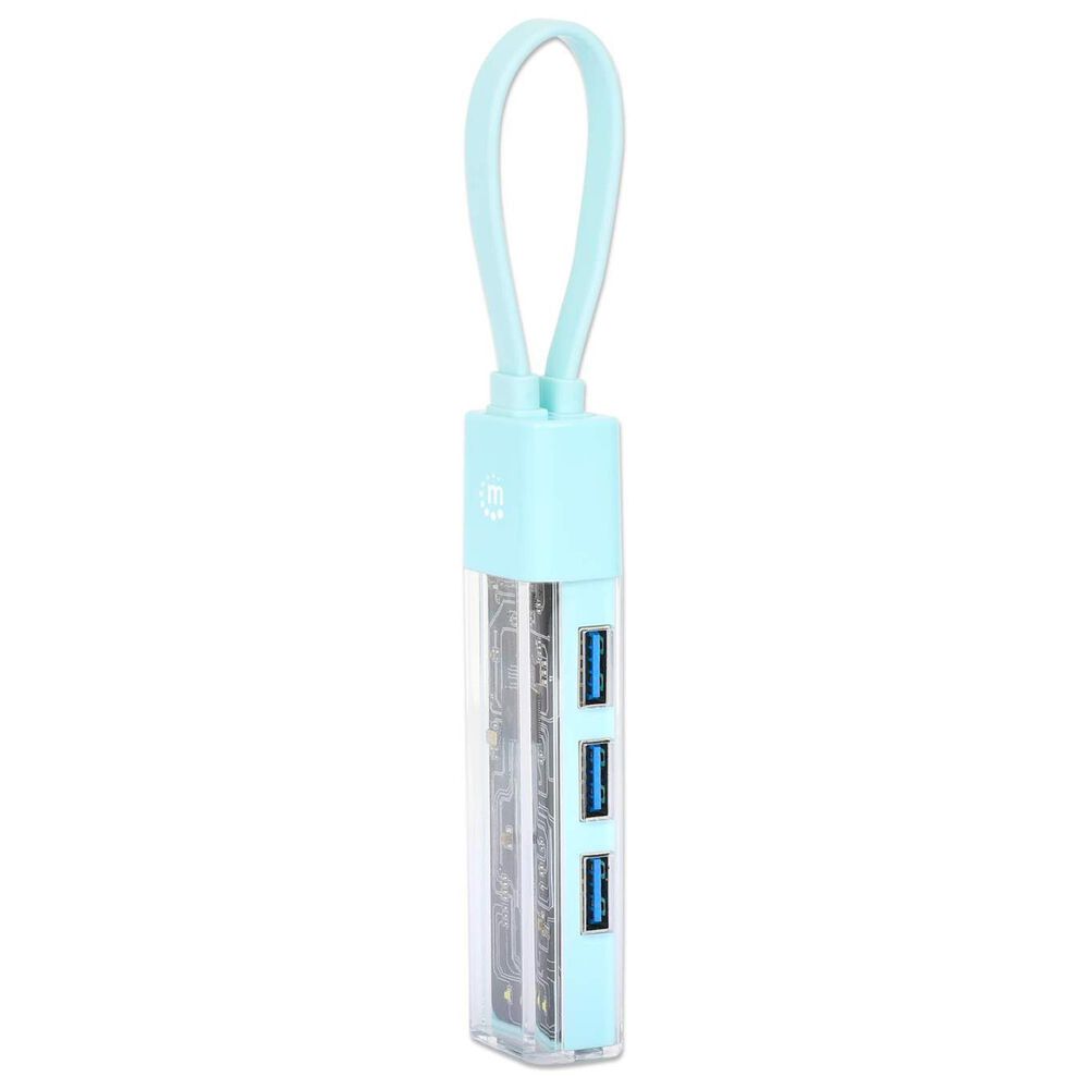 Manhattan 4-Port USB 3.0 Type-C/A Combo Hub in Clear and Teal, , large
