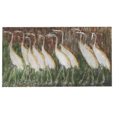 Maple and Jade 24" x 43" Bird Wall Decor in Brown, Ivory, Green and Polished Brass, , large