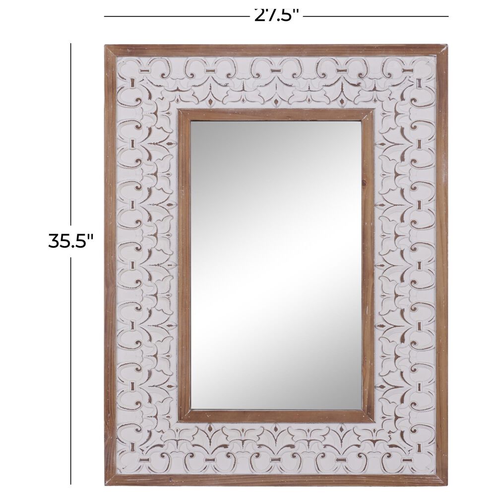 Maple and Jade 28&quot; x 36&quot; Wall Mirror in White and Brown, , large