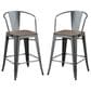 Furniture of America Patterson Counter Height Chair in Dark Bronze and Dark Oak (Set of 2), , large