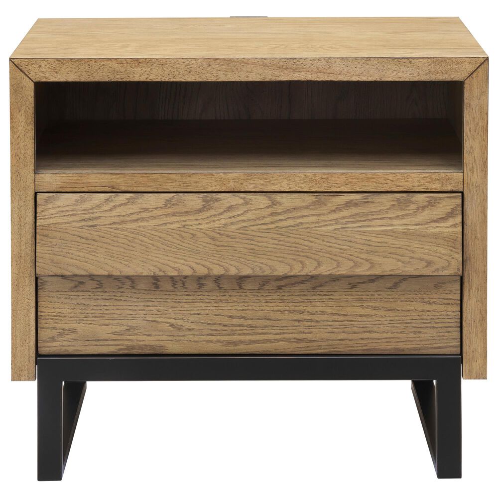Chapel Hill Catalina 1-Drawer Shutter Nightstand in Light Brown and Brushed Black, , large